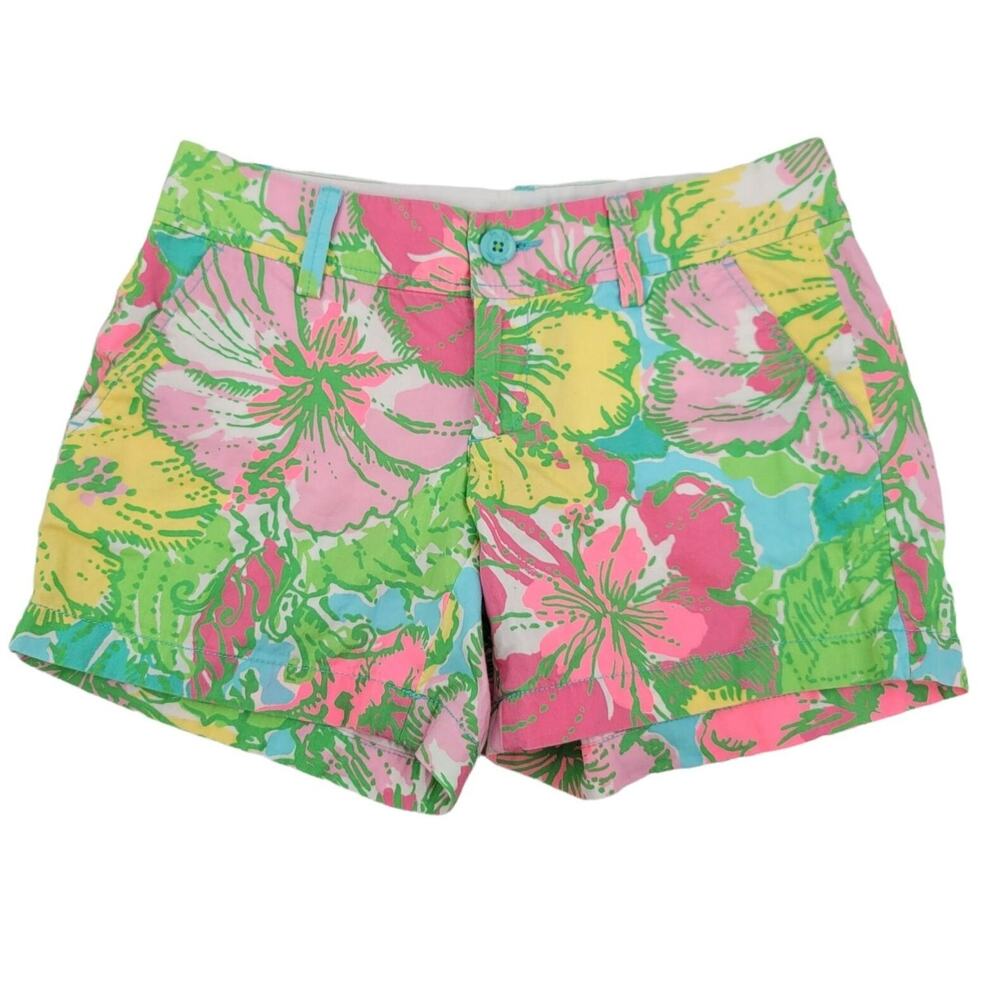 Lilly Pulitzer Shorts Womens Size 2 Floral Tropical Flowers Cruise Vacation 70's